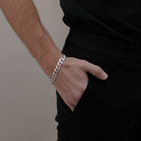 PULSO CUBANO AMERICANO DIAMANTADO 10MM PLATA .925