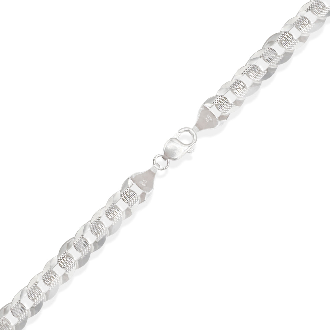 PULSO CUBANO AMERICANO DIAMANTADO 10MM PLATA .925