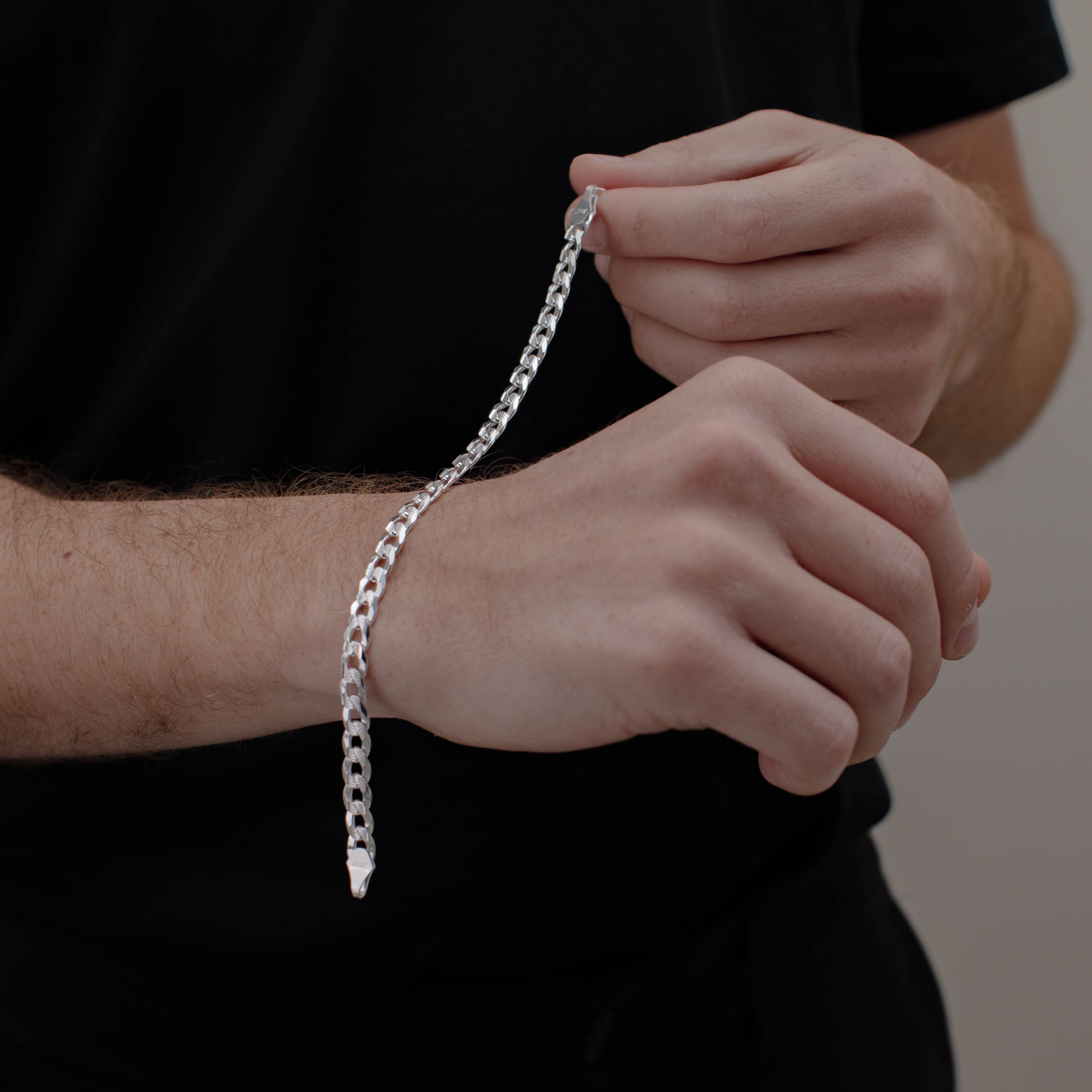 PULSO CUBANO AMERICANO ZEGRINADO 7MM PLATA .925