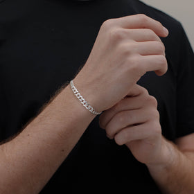 PULSO CUBANO AMERICANO ZEGRINADO 6MM PLATA .925