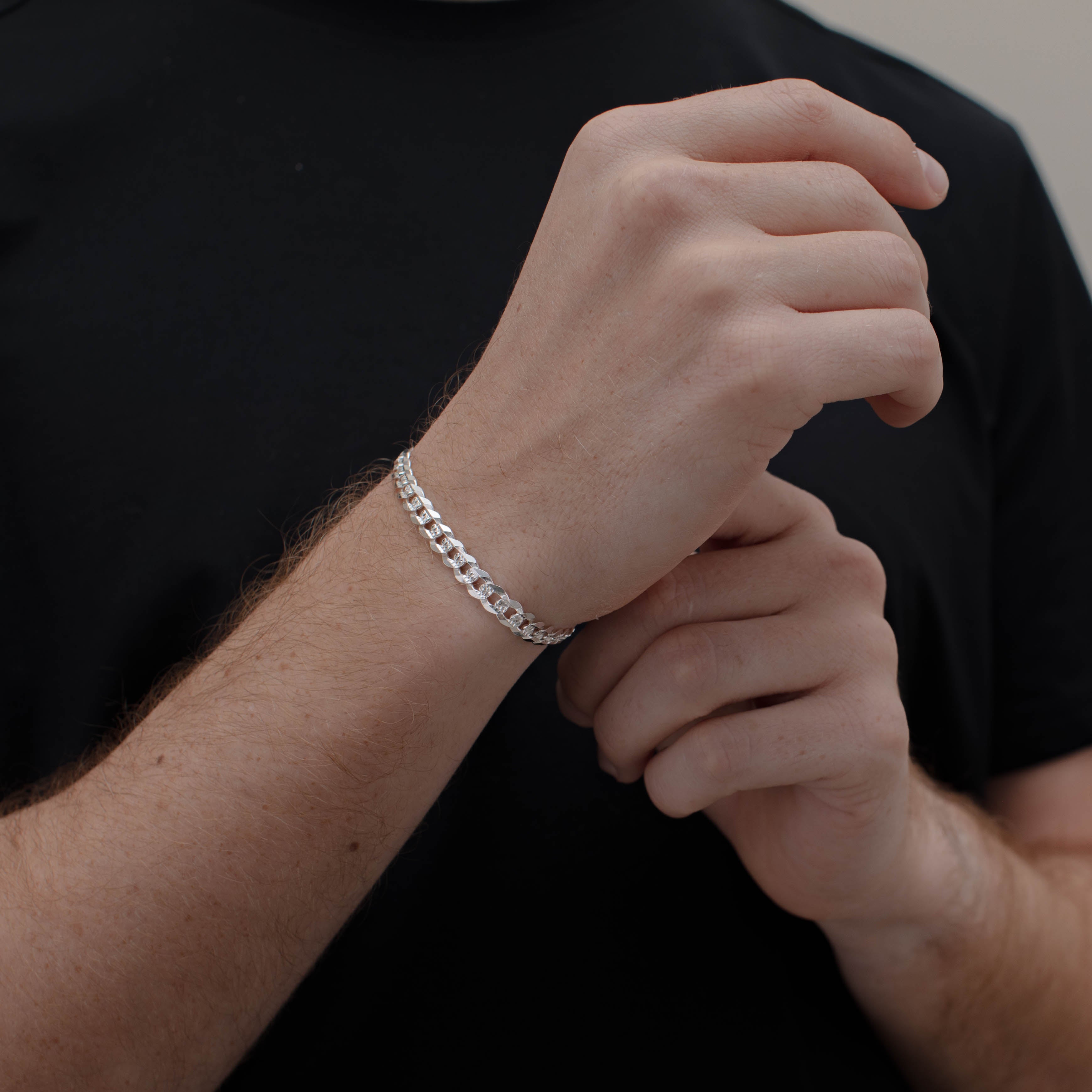 PULSO CUBANO AMERICANO ZEGRINADO 6MM PLATA .925