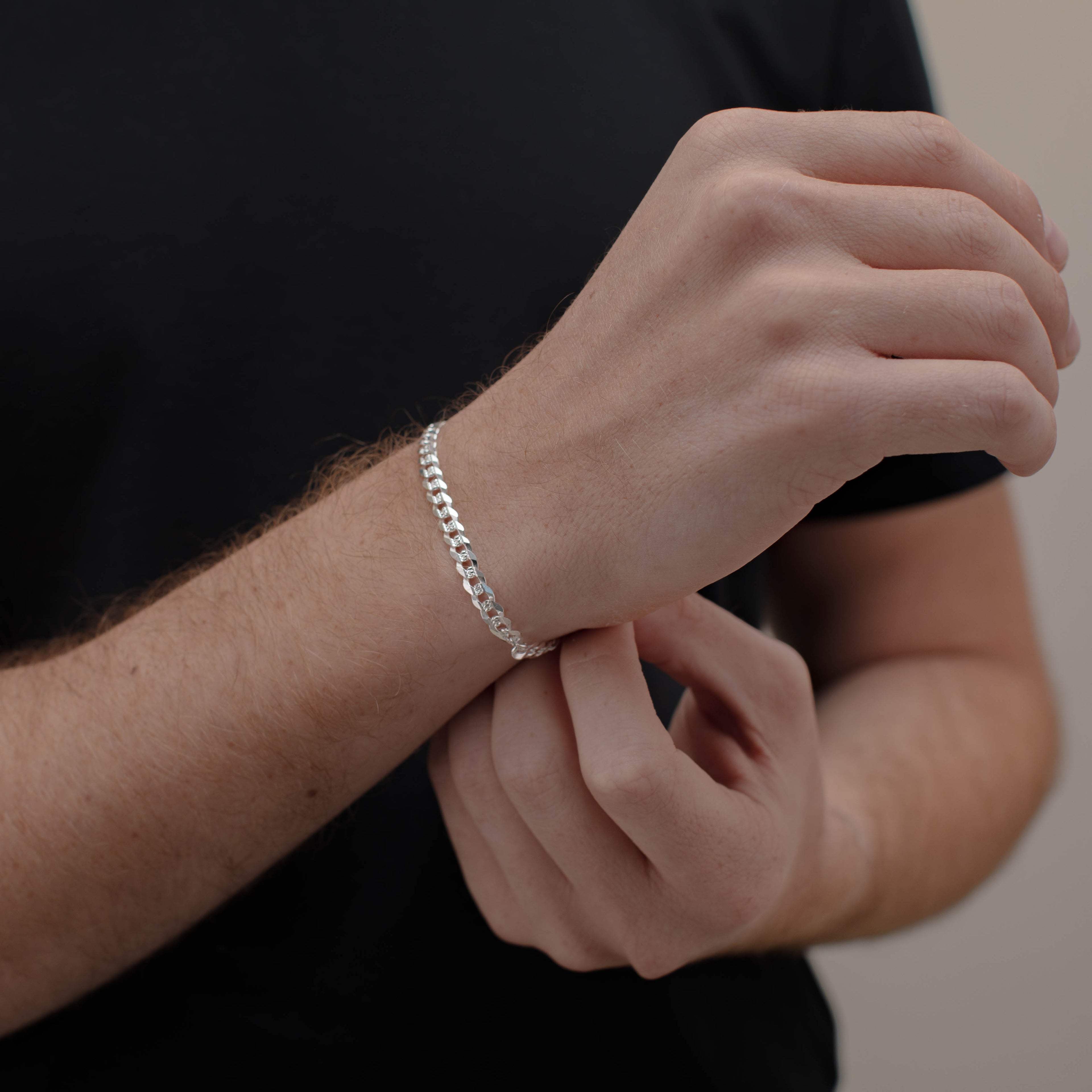 PULSO CUBANO AMERICANO ZEGRINADO 5MM PLATA .925