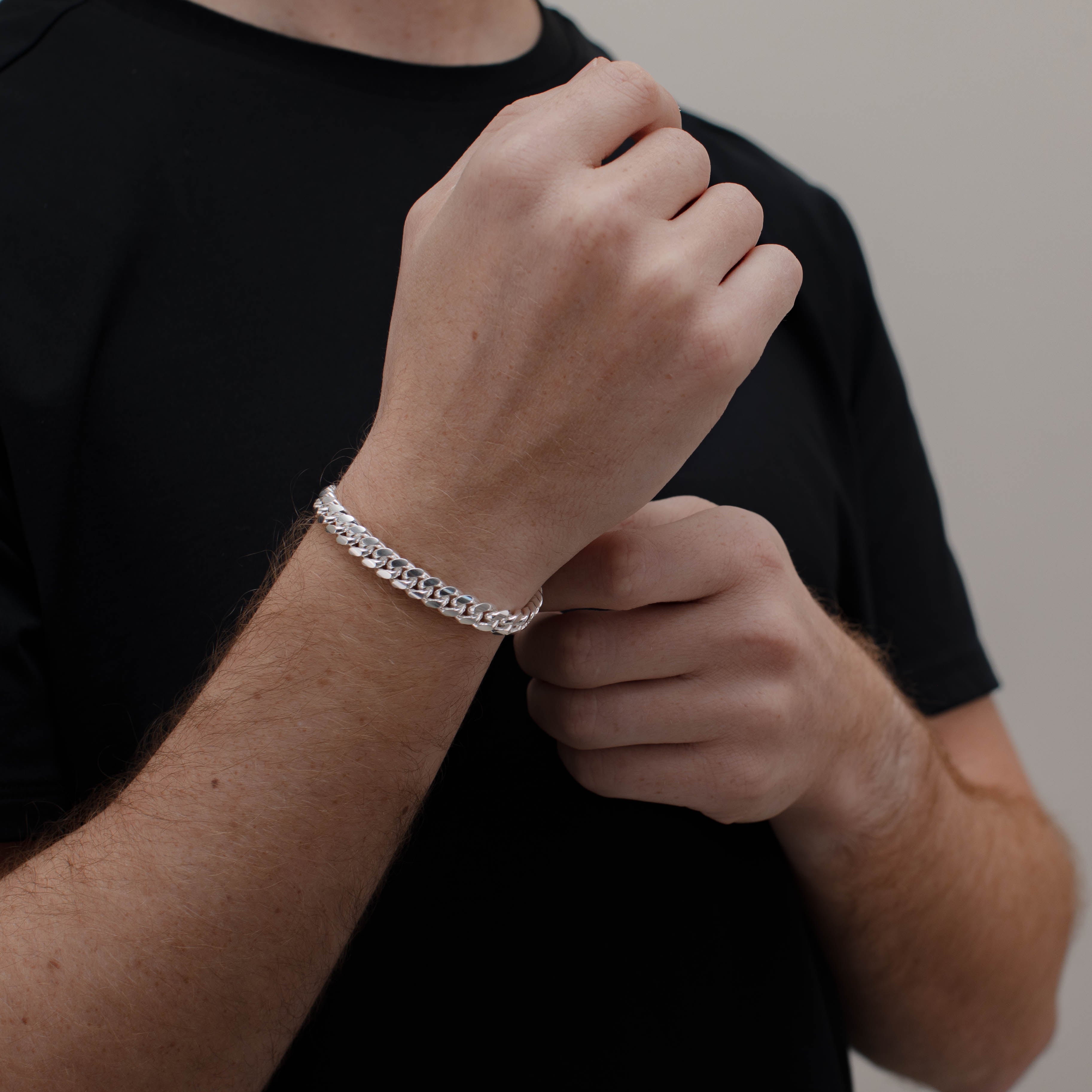 PULSO CUBANO 8MM PLATA .925