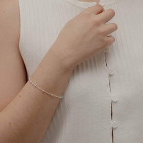 Pulsera Bolitas Diamantadas 3x2 1mm Plata .925 de Plata .925 — RG Joyeros, joyería con garantía de por vida.