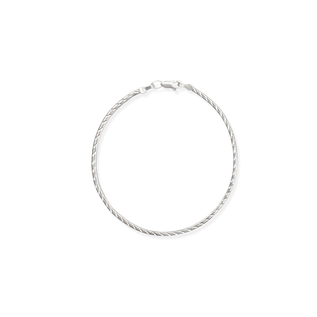 PULSERA SUPER FLEX OVALADA DIAGONAL 2MM PLATA .925