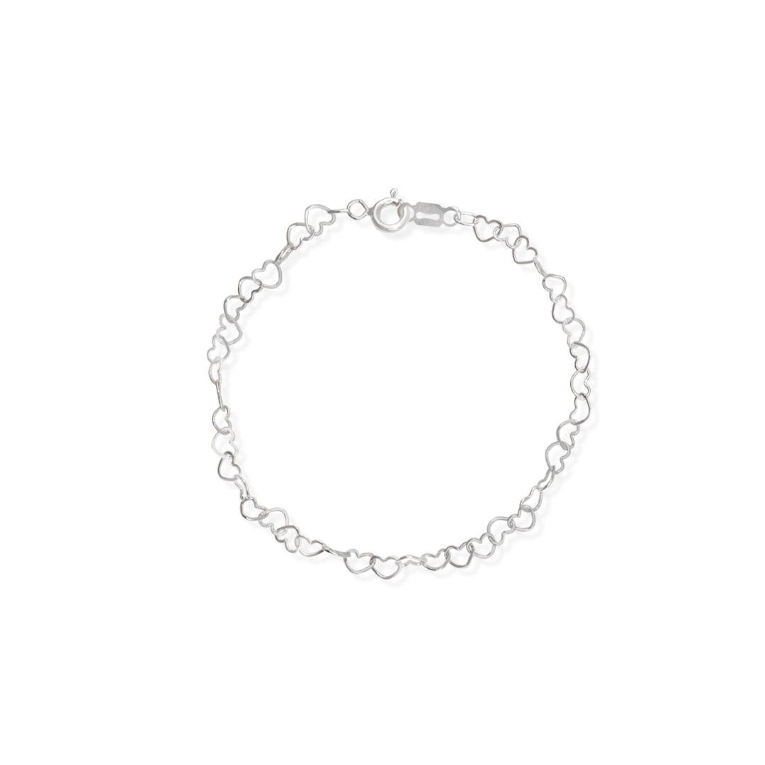 PULSERA CORAZONES 3MM PLATA .925