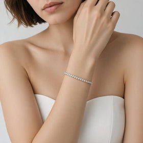 Brazalete Tenis Corte Redondo 5ct oro de 14k
