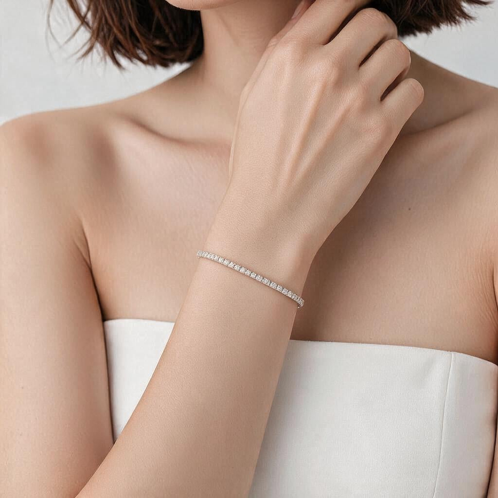 Brazalete Tenis Corte Redondo 2ct oro de 14k
